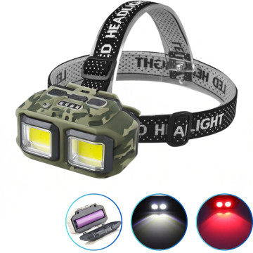Ліхтар налобний HX-M816-2COB(white+red) CAMOUFLAGE, Waterproof, 1x18650, ЗУ Type-C, Box оптом