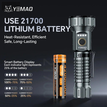 Фонарь YEMAO YM-F996 8LED(RGB), 1x21700, ЗУ Type-C, колпачек, магнит