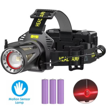 Ліхтар налобний H610-WHITE LASER LED PM50-TG, Motion Sensor, 3x18650, power bank, ЗУ Type-C, zoom оптом