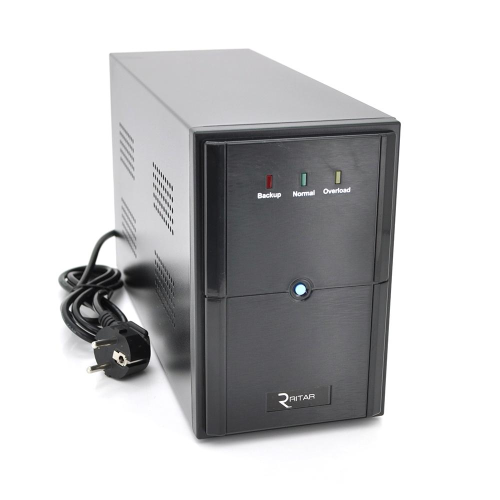 ИБП Ritar E-RTM1000 (600W) ELF-L, LED, AVR, 3st, 3xSCHUKO socket, 2x12V7Ah, metal Case Q2 (405*195*285) 9,8 кг (340*120*190)