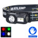 Ліхтар налобний T131-XPE+3SMD(red+green+blue+UV), Motion Sensor, Li-Ion акумулятор, магніт, кліпса, ЗУ Type-C, Box оптом