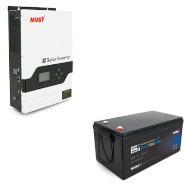 Комплект резервного живлення LiFePO4 1280 Wh + Інвертор MUST PV18-1512VPM 1500 Вт