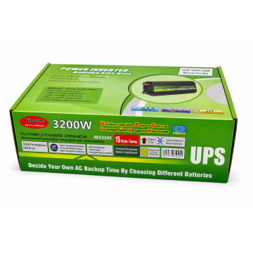 Преобразователь напряжения Wimpex WX-3200 3200W 12V UPS, модифицированная синусоида, зарядка АКБ 15А