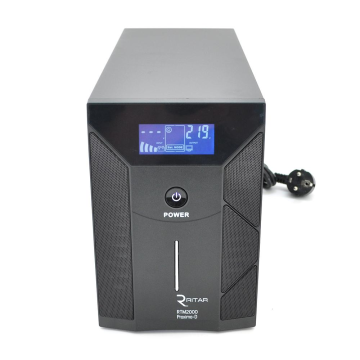 ИБП Ritar  RTM2000 (1200W) Proxima-D LCD, AVR, 3st, 3xSCHUKO socket, 4x12V7,5Ah, metal Case Q1 (400*145*210)