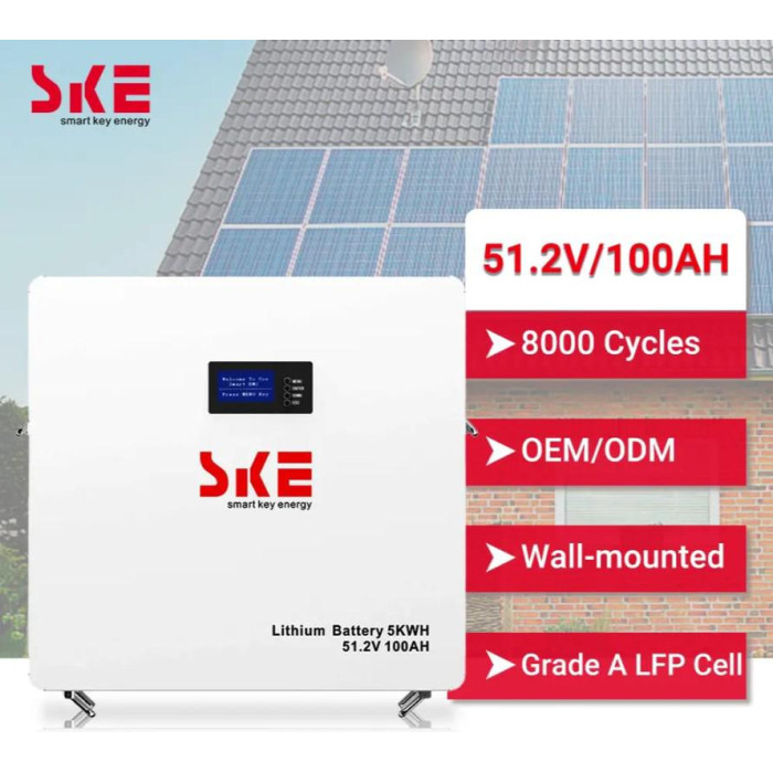 Акумулятор SKE SK-5120B LiFePO4 51.2V 100Ah 5 кВт·год, CAN/RS485, 8000 циклів Акумулятор SKE SK-5120B LiFePO4 51.2V 100Ah 5 кВт·год, CAN/RS485, 8000 циклів