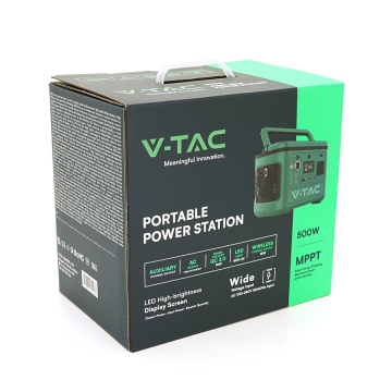 Портативне джерело живлення V-TAC VT-606, 500W, (26.2Ah /21.6V 568Wh)(275x170x200) 5.4kg