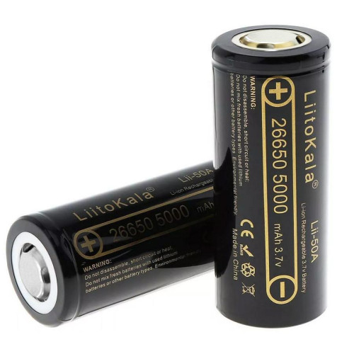 Акумулятор високострумовий 26650, LiitoKala Lii-50A-JT, 5000mAh,