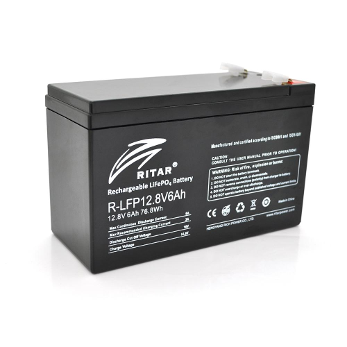 Акумуляторна батарея Ritar LiFePO4 12,8V 6Ah (76,8Wh) BMS3A@4S ( 150 x 65 x 95 (100), 0,82kg Q10