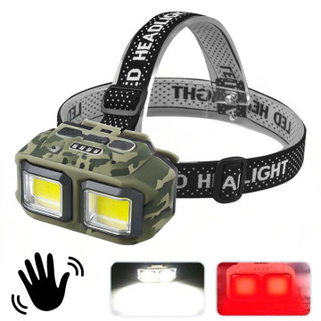 Ліхтар налобний HX-M816S-2COB(white+red) camouflage, Motion Sensor, Waterproof, 1x18650, ЗУ Type-C, Box оптом