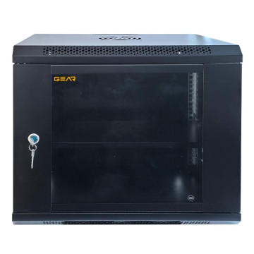 Шафа серверна настінна з полицею GEAR 9U 19'' 530x400x450 мм., Чорна (GWMSN-9U)
