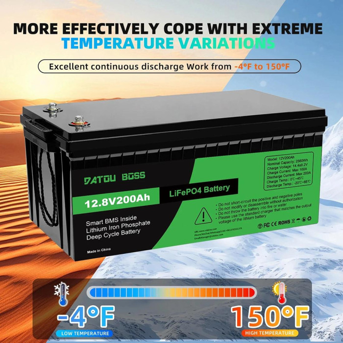 Аккумулятор DATOU BOSS LiFePO4 12.8V 200Ah (2.56 кВт·ч) с BMS Аккумулятор DATOU BOSS LiFePO4 12.8V 200Ah (2.56 кВт·ч) с BMS