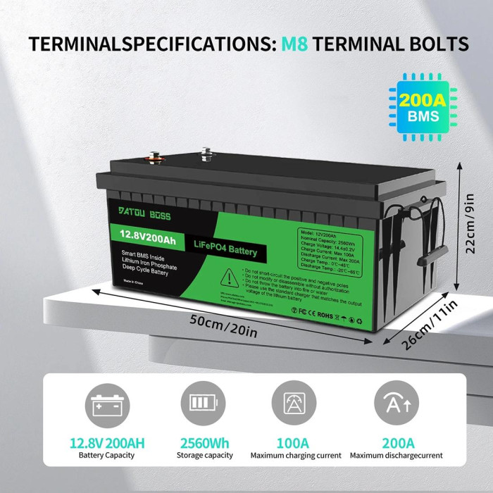 Аккумулятор DATOU BOSS LiFePO4 12.8V 200Ah (2.56 кВт·ч) с BMS Аккумулятор DATOU BOSS LiFePO4 12.8V 200Ah (2.56 кВт·ч) с BMS