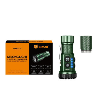 Тактический фонарь YEMAO YM-F337X, 3500LM, аккумуляторы 18650 + 18350 (3200 + 1500 mAh), боковые светодиоды (красный, синий,