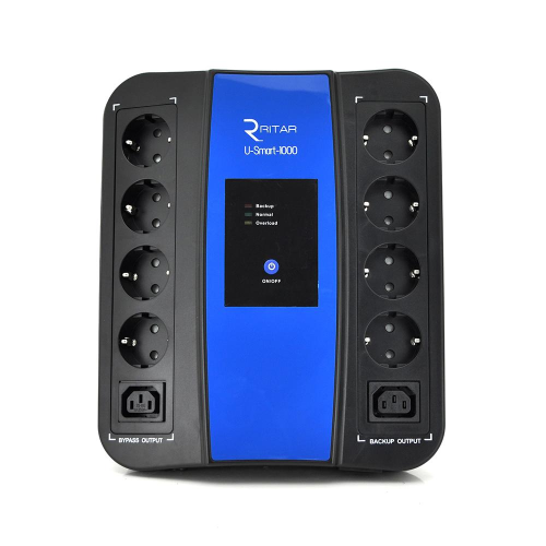 ИБП Ritar U-Smart-1000 (600W), LED, AVR, 3st, 8xSCHUKO socket, 1x12V9Ah, USB x2, RJ45, plastik Case (370*340*190 ) 6,7 кг Q2