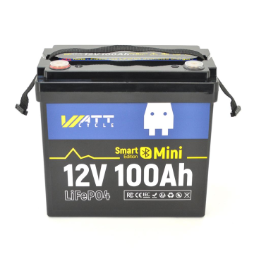 Аккумуляторная батарея WattCycle LiFePO4 WT12V100AH100MINIBT Bluetooth 12,8V 100Ah, 1,28kWh, BMS50A@4S, 6000 cycles, 229x138x208, 9.5kg