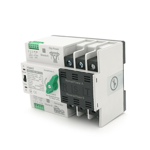 Автомат ввода резерва (АВР) четырехполюсный HDQ3-125E/3P, 400V/125A на DIN-рейку для генераторов