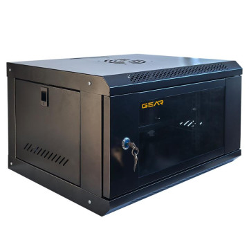 Шафа серверна настінна з полицею GEAR 6U 19'' 530x400x300 мм., Чорна (GWMSN-6U)