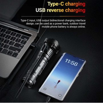 Фонарь YEMAO YM-F96-6 6P35, 1x32850, Power Bank, ЗУ Type-C