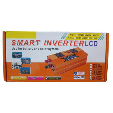 Перетворювач напруги з 12V/24V→220V (4000W) LCD SMART