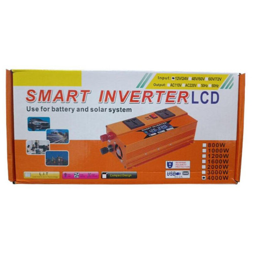 Перетворювач напруги з 12V/24V→220V (4000W) LCD SMART Перетворювач напруги з 12V/24V→220V (4000W) LCD SMART