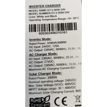 Комплект резервного живлення LiFePO4 1280 Wh + Інвертор SY-3.2K12 3000Вт 80A