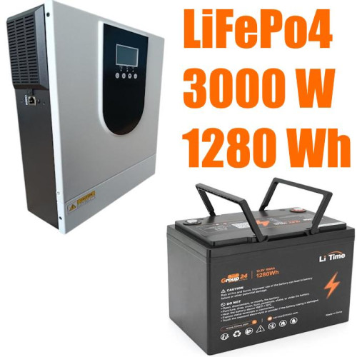 Комплект резервного живлення LiFePO4 1280 Wh + Інвертор SY-3.2K12 3000Вт 80A