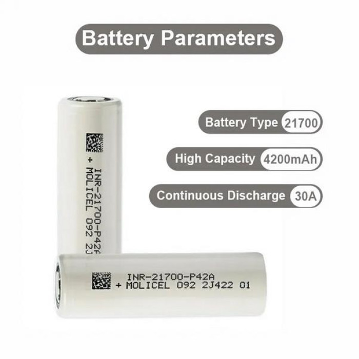 Акумулятор 21700-P42A, Molicel, 4200mAh, 30A Акумулятор 21700-P42A, Molicel, 4200mAh, 30A