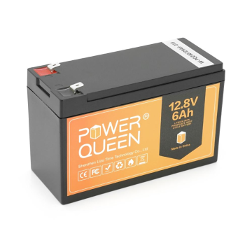 Акумуляторна батарея Power Queen LiFePO4 12.8V 6Ач 76Wh, BMS 6A F2, 151*65*94mm