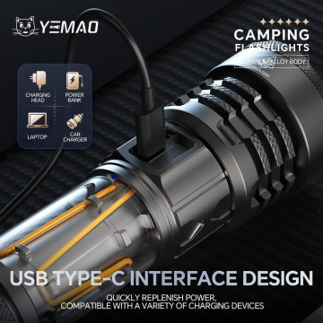 Фонарь YEMAO YM-A4 Sanan 55, 1x21700, ЗУ Type-C, функция лампы, крюк