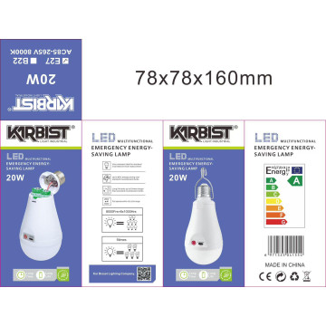 Аварийная LED-лампа Kirbist 20W с аккумулятором E27 ZX78RZ3