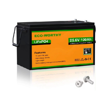 Акумуляторна батарея Eco-Worthy LiFePO4 25,6V 100Ah, (80/100A), -7°C до 60°C, гвинт M8, 340*188*245 мм. 18 кг