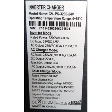 Гібридний інвертор COVAX CV-PS-3200-24 3000W 24V (30-60A, MPPT 55-450V), чистий синус