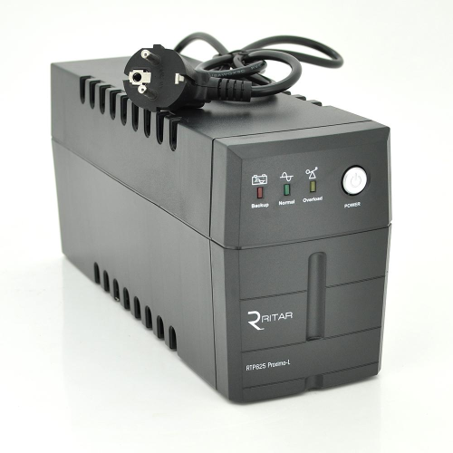 ИБП Ritar RTP625 (375W) Proxima-L, LED, AVR, 2st, 2xUNIVERSAL socket, 1x12V7Ah, plastik Case ( 340 x 140 x 205 ) 4,52 кг Q4