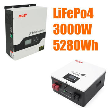 Комплект резервного живлення MUST 3 кВт + Смарт LiFePO4 акумулятор 24V 200Ah (5,12 кВт·год)