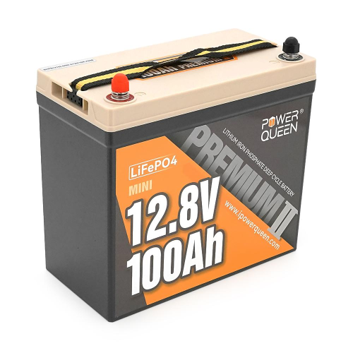 Акумулятор LiFePO4 Power Queen 12.8V 100Ah Mini, 1280Wh, BMS 100A, 329*172*214мм
