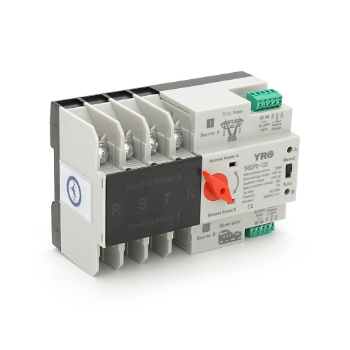 Автомат ввода резерва (АВР) четырехполюсный YRQ2PC-125, 400V/125A на DIN-рейку для генераторов