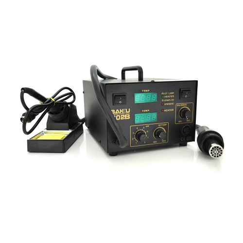 Паяльная станция BAKKU BK-702B цифровая индикация, фен, паяльник (325*270*190) 4,88 кг