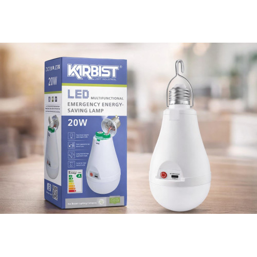 Аварийная лампочка E27 Kirbist 20W с аккумулятором (опт от 10 шт)