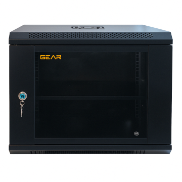 Шафа серверна настінна з полицею GEAR 9U 19'' 600x450x450 Чорний (GWMSN-9U-600-450)
