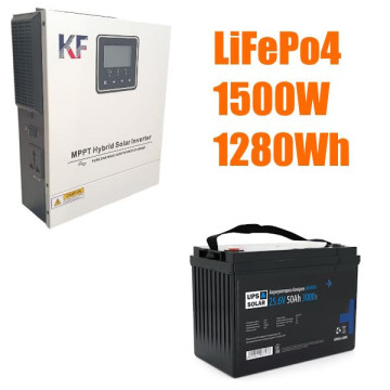 Комплект резервного живлення LiFePO4 1280Wh + гібридний інвертор NMS-1500-24 (1500 Вт, 24В)