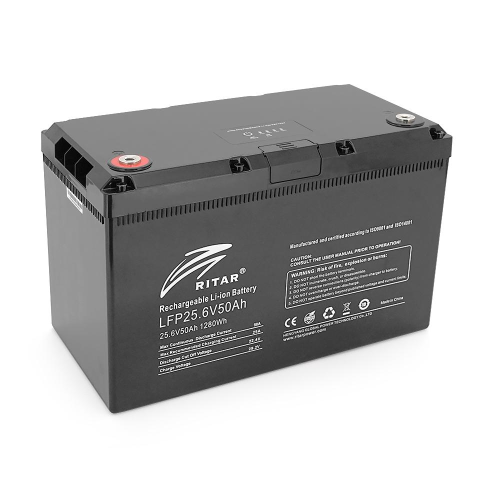 Акумуляторна батарея з bluetooth Ritar LiFePO4 25.6V 50Ah 1280Wh BMS25@8S (330 х 172 х 214 мм), 11kg Q1