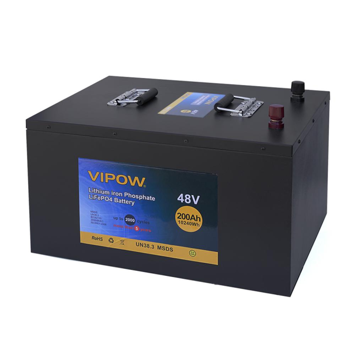 Акумуляторна батарея Vipow LiFePO4 51,2V 200Ah із вбудованою ВМS платою 100A (520*400*300), 77kg Акумуляторна батарея Vipow LiFePO4 51,2V 200Ah із вбудованою ВМS платою 100A (520*400*300), 77kg